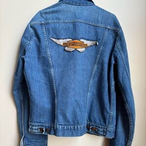 Vintage Wrangler with Harley-Davidson Patch Blue Denim Jacket